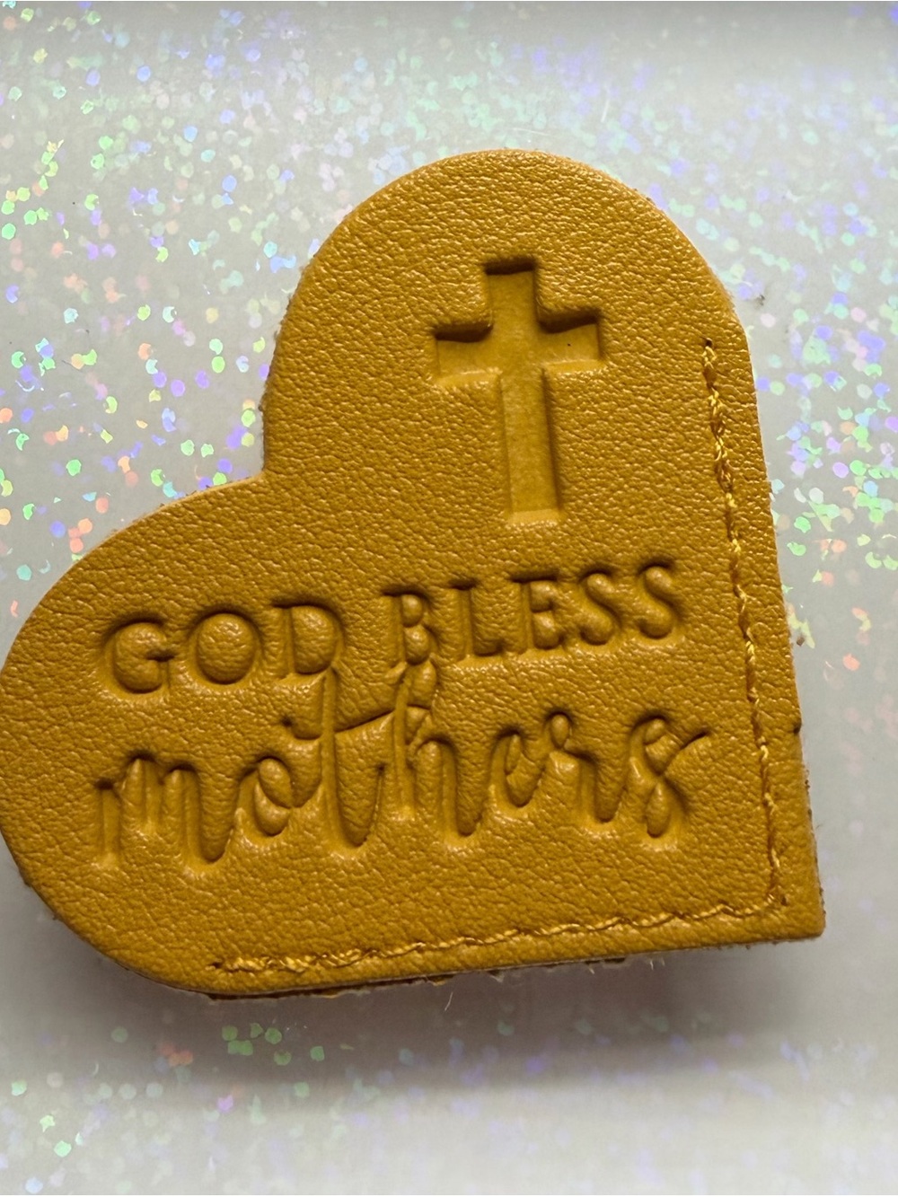 Heart-Shaped 'God Bless Mothers' Bookmark